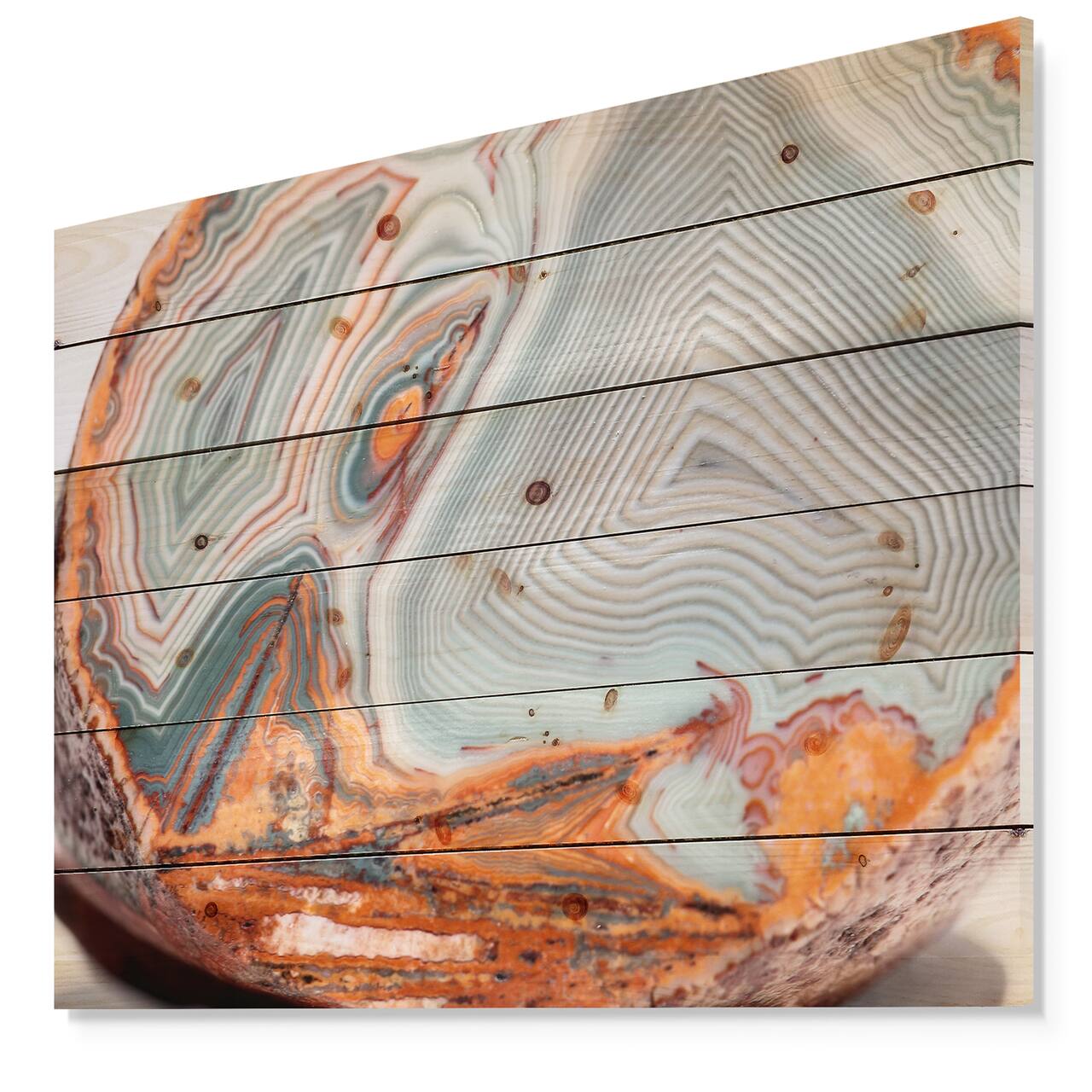 Designart - Beautiful Lake Superior Agate - Abstract Print on Natural Pine Wood